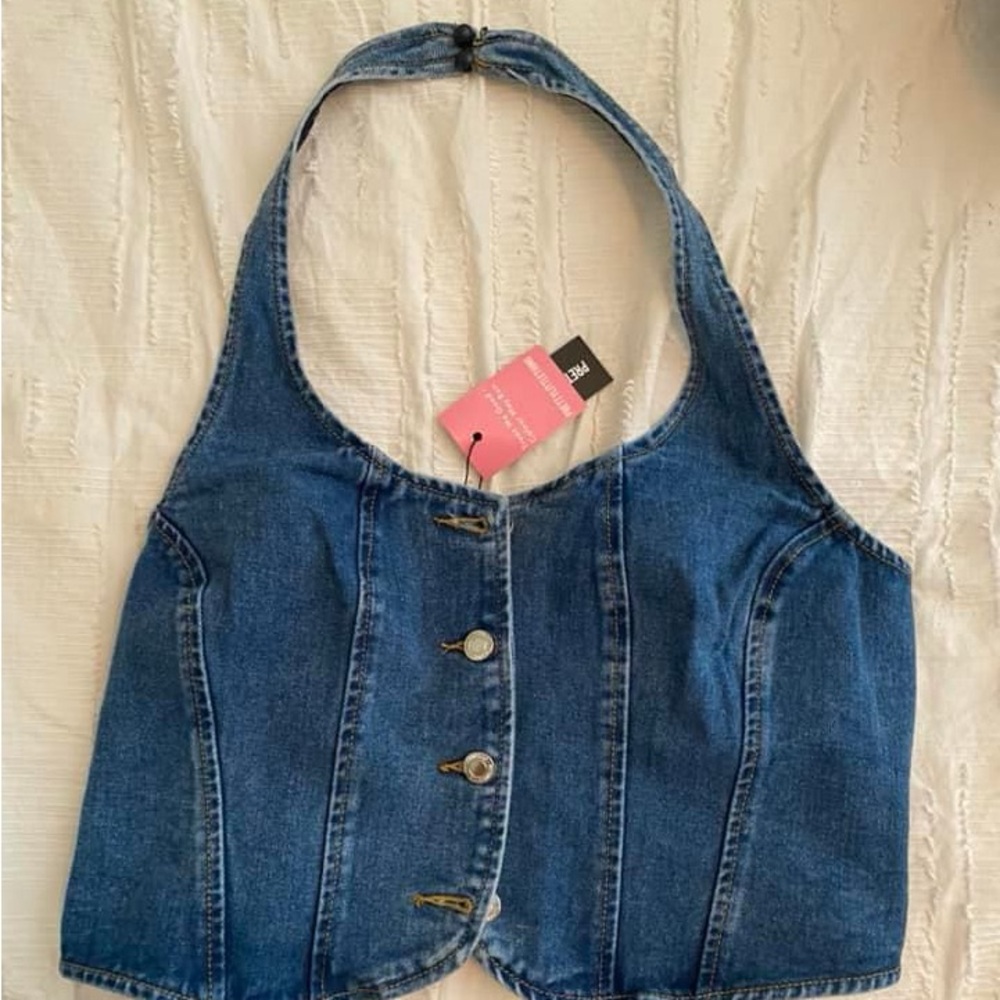 Prettylittlething denim halter top